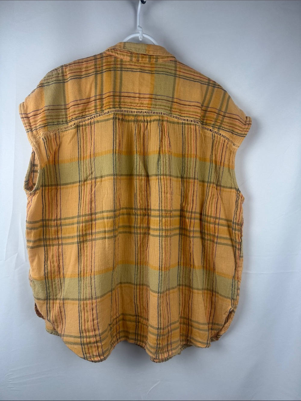 Pilcro Yellow Plaid Button Henley Top - Picture 2 of 12
